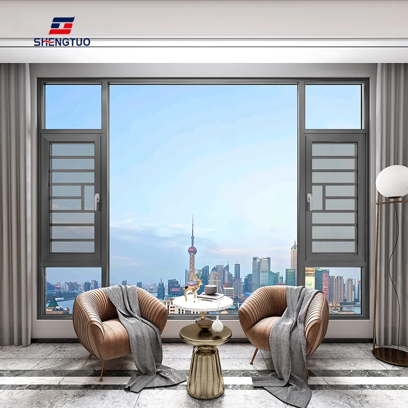 Modern design double glazed aluminum windows in pakistan factory price aluminum windows with mosquitoes net