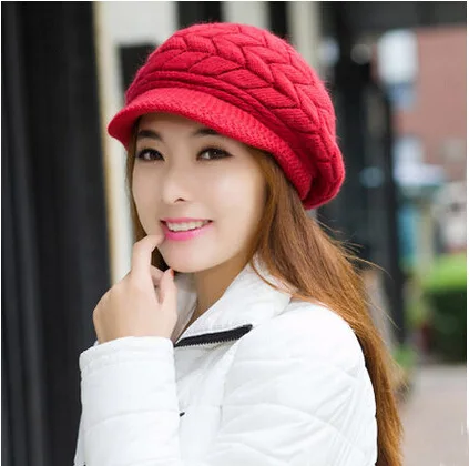 Hot Lady Autumn Winter Berets Hat French Artist Retro Style Warm  Female Knitted Beanie Hat Solid Color Headwear Berets