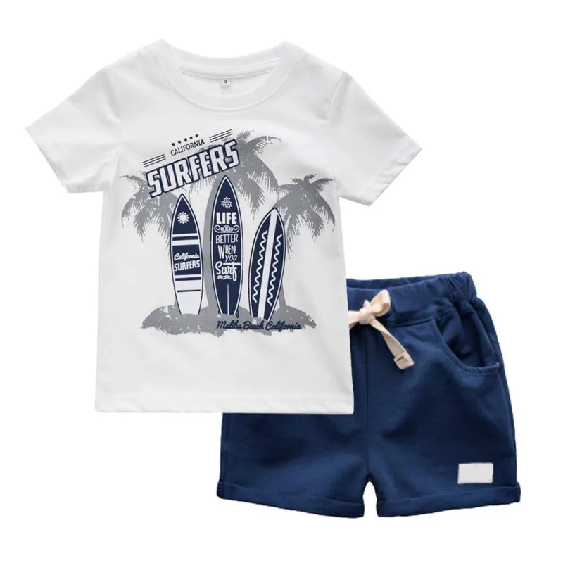 2022 Boy Short Sleeve T-shirt And Shorts Kid Brand New Design Wear  2 Pcs Summer Outfit Clothing Set/