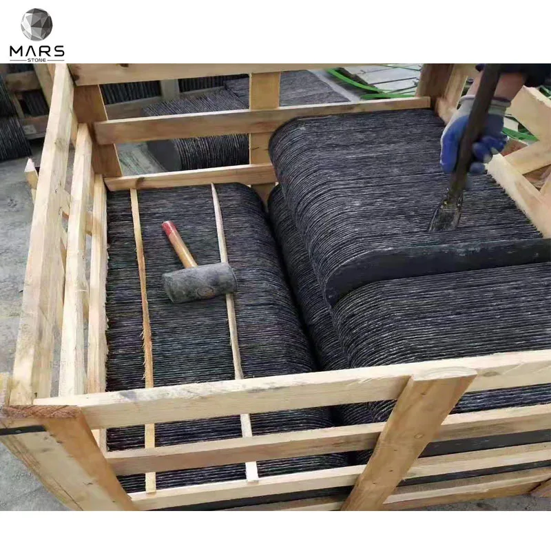 China Factory  Natural Stone Black Roof Slate Tiles For Villa Slate Roofing
