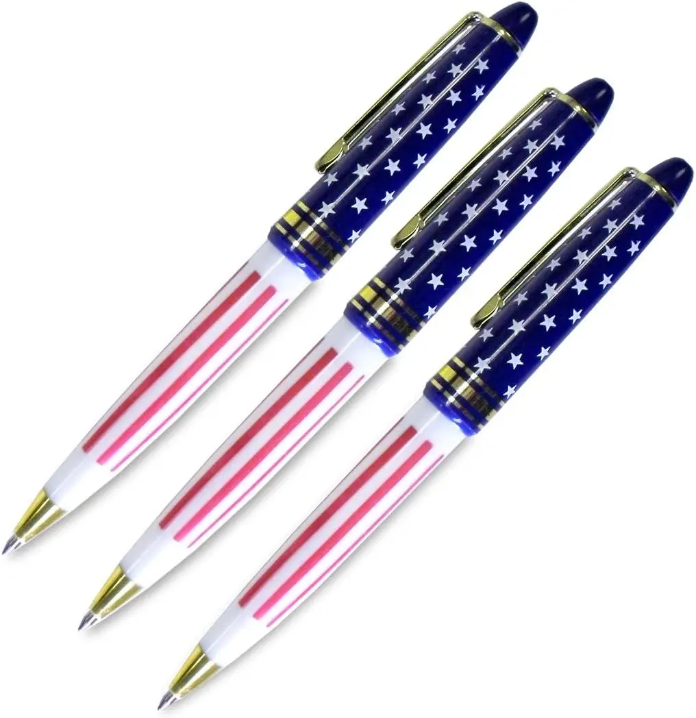 Custom Patriotic Metal American Flag Pen Retractable USA Themed Ballpoint for Independence Day Veteran Swat Souvenir Gifts