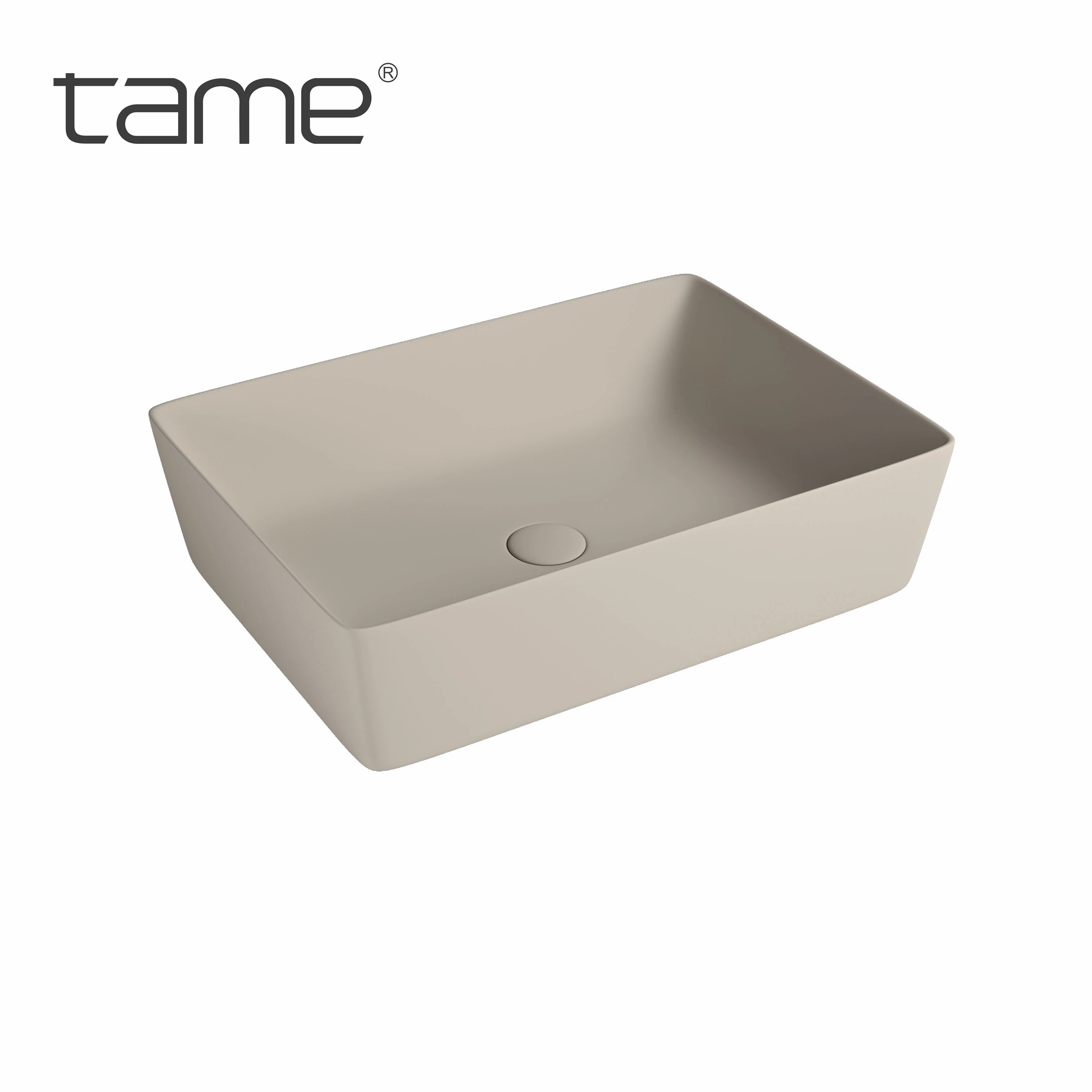 TAME PZ8536-MMH Hot Sale New Modern Design Matte Khaki Ceramic Rectangular Sink Table Top Art Wash Basin Sink