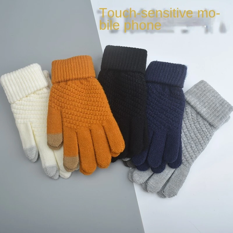 Custom Winter Touch Screen Gloves Outdoor Sports Women and Men Acrylic Thermal Knitted Gloves