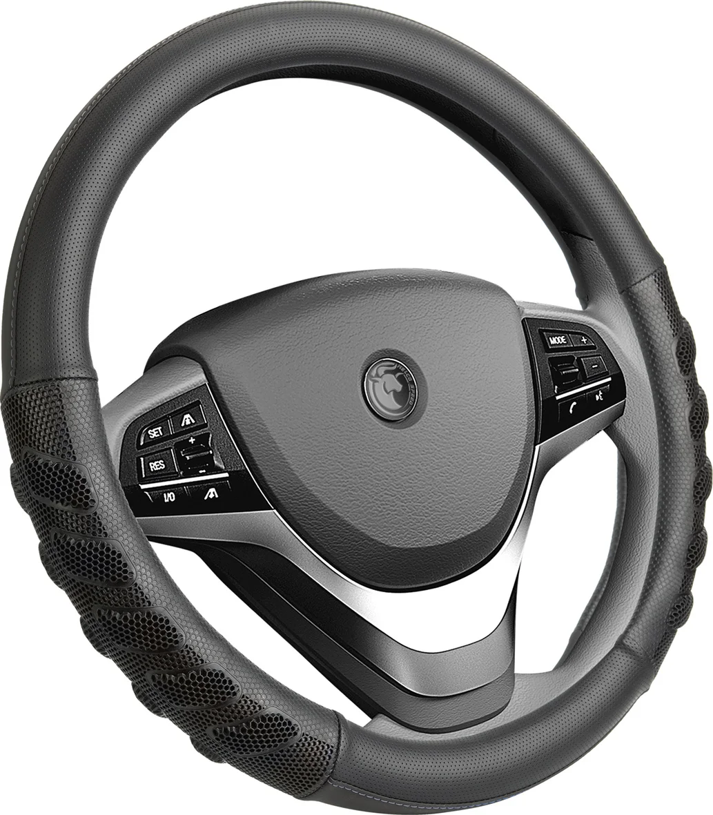 MELCO Microfiber Leather Steering Wheel Cover, Universal 15 Inches (Blue),Breathable Auto Car Steering Wheel Cover for Men