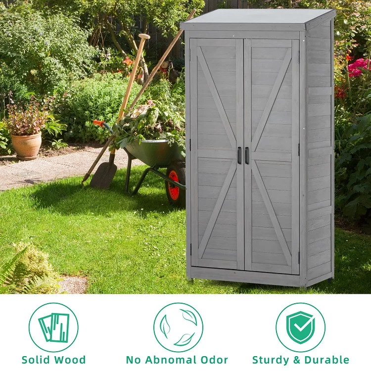 Outdoor Storage Shed Easy Assemble Garden Tool Wooden Storage Box Storage Cabinet