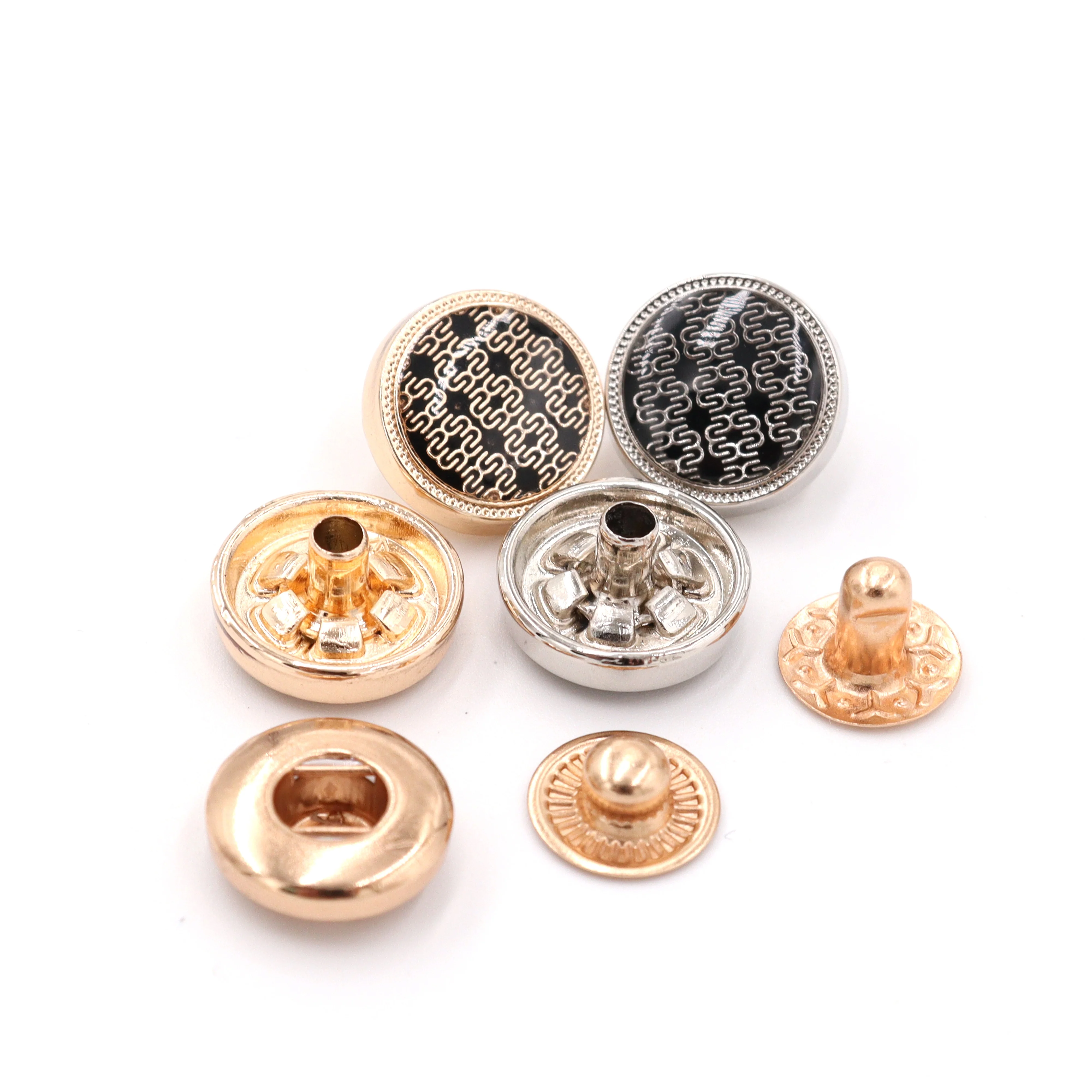 Jinyi OEM ODM Factory 12mm Round Zinc Alloy Button Muslim Garment Metal Button Logo Custom Snap Fastener Button for Clothes
