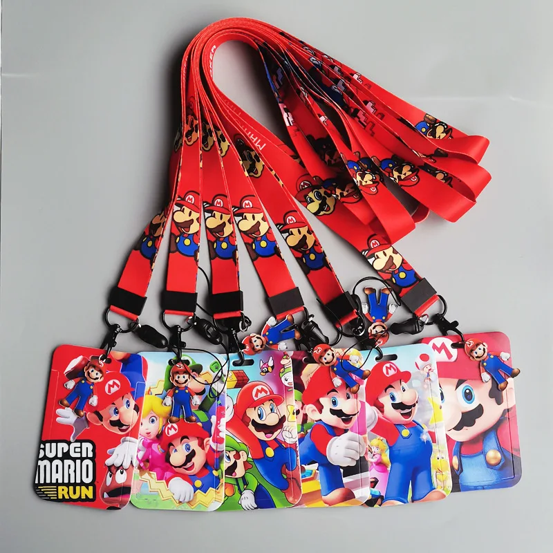 Cartoon anime hard bus card holder, mobile phone long lanyard, student campus access control work card holder