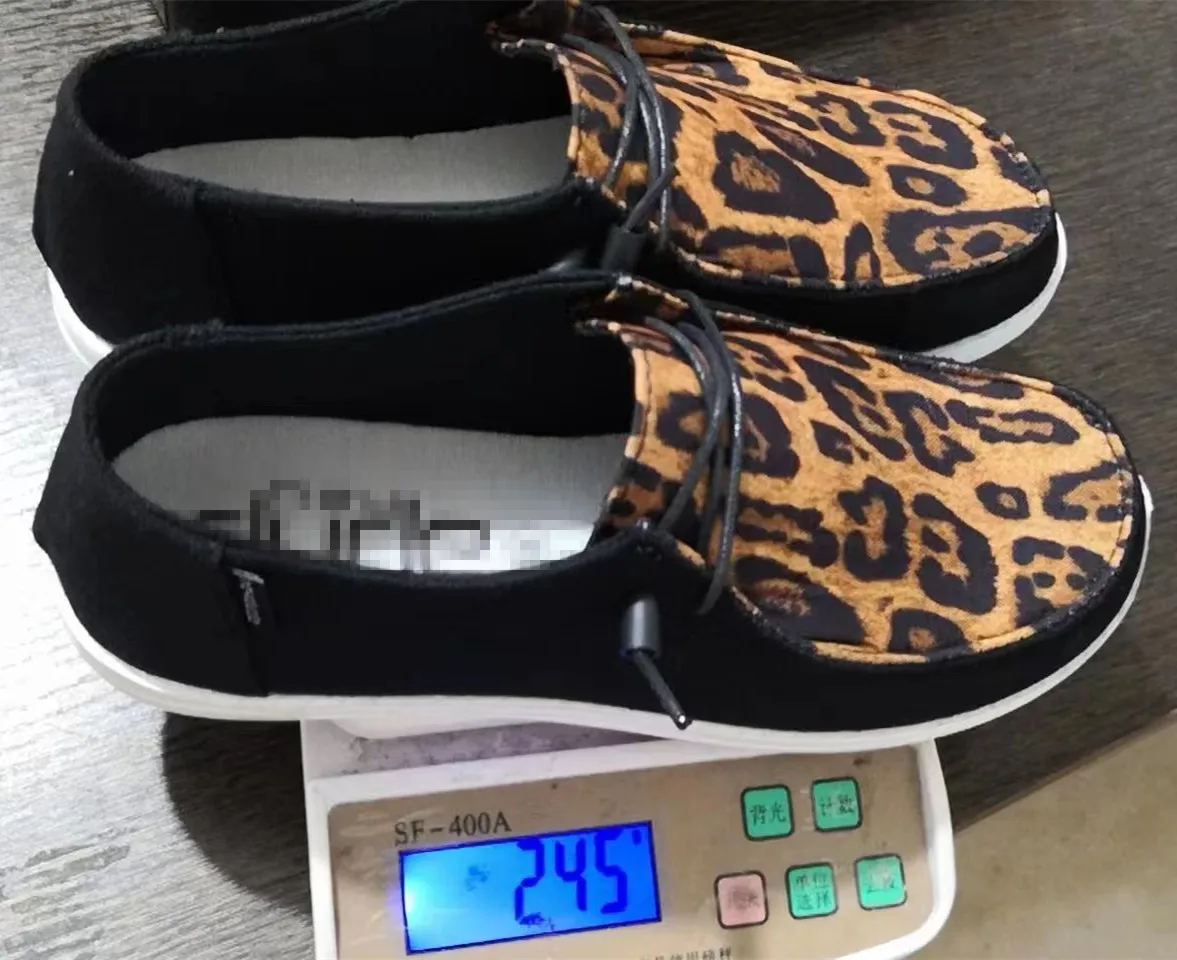 2022 Women Fashion Brand Loafers Shoes with logo Slip On Canvas Soft American Flag Leopard Shoes
