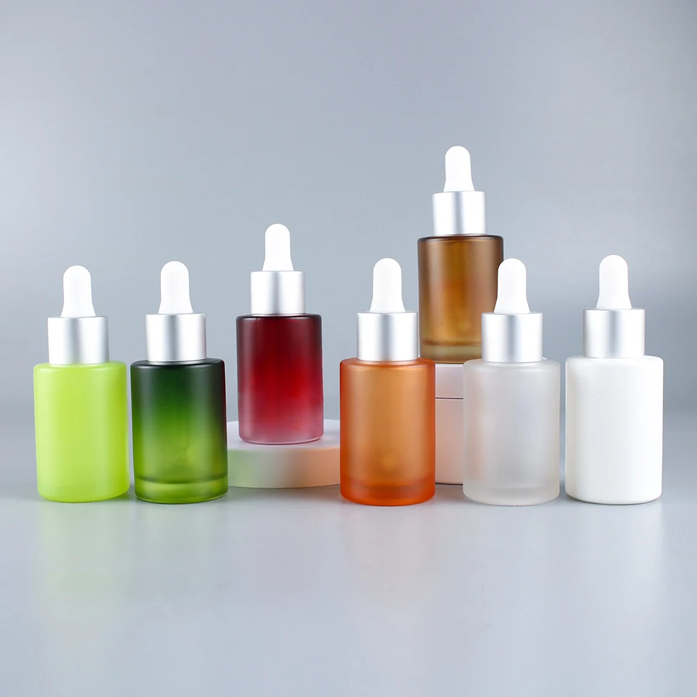 customization 10ml 15 ml 30 ml serum bottle glass serum oil bottle matte black flat shoulder glass bottle with dropper