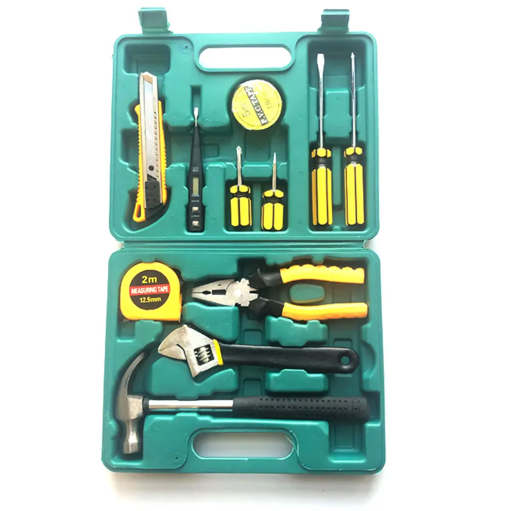 12PCS Household Tools Set Mixed Ironware Hardware Kit Box For Car Computer Phone Multi-Function Toolbox Screwdriver Bit