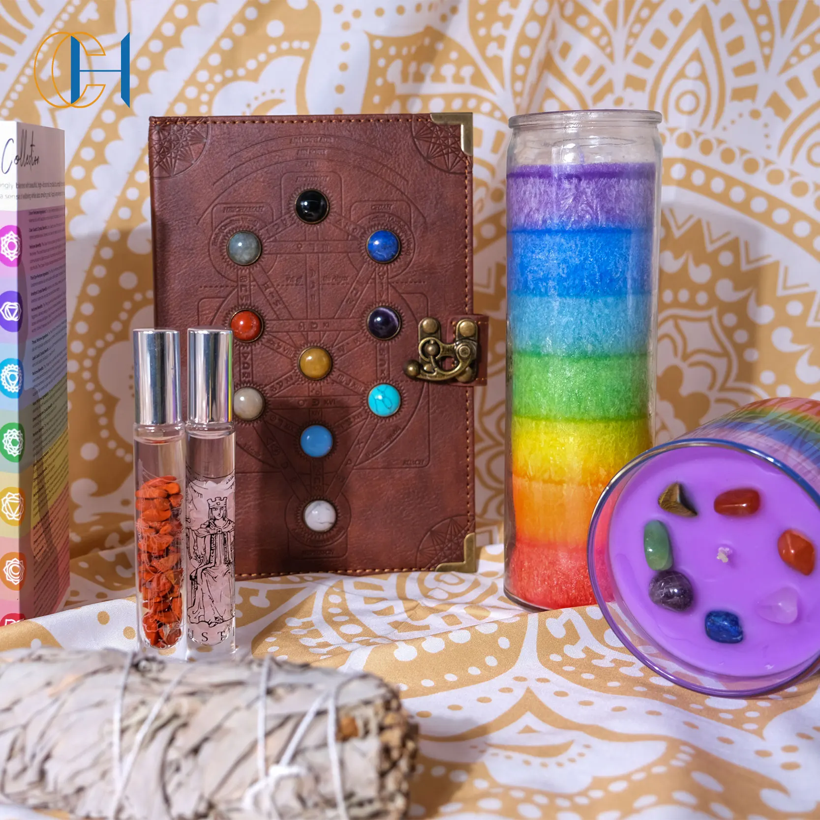 Wholesale Label Crystal Bath Bomb Box Set Chakra Candle Spiritual Healing  Box