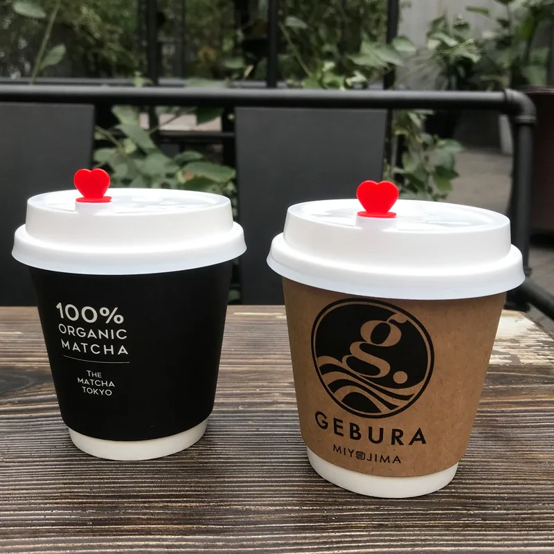 thickened with cover insulated hot drink hollow cup coffee cup kraft paper milk tea