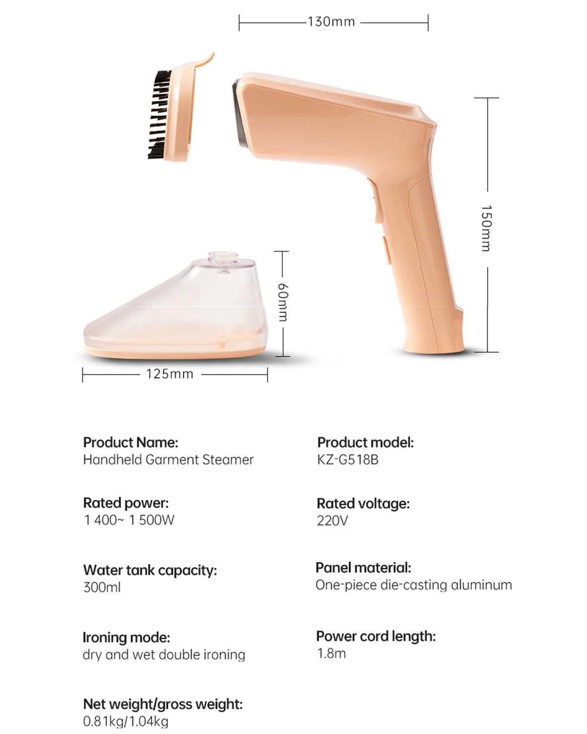 Clothing steamer Portable Travel Iron Steamer Flat and Hanging Steam 15s Fast Heat Up Wrinkles Remover Die cast aluminum panel