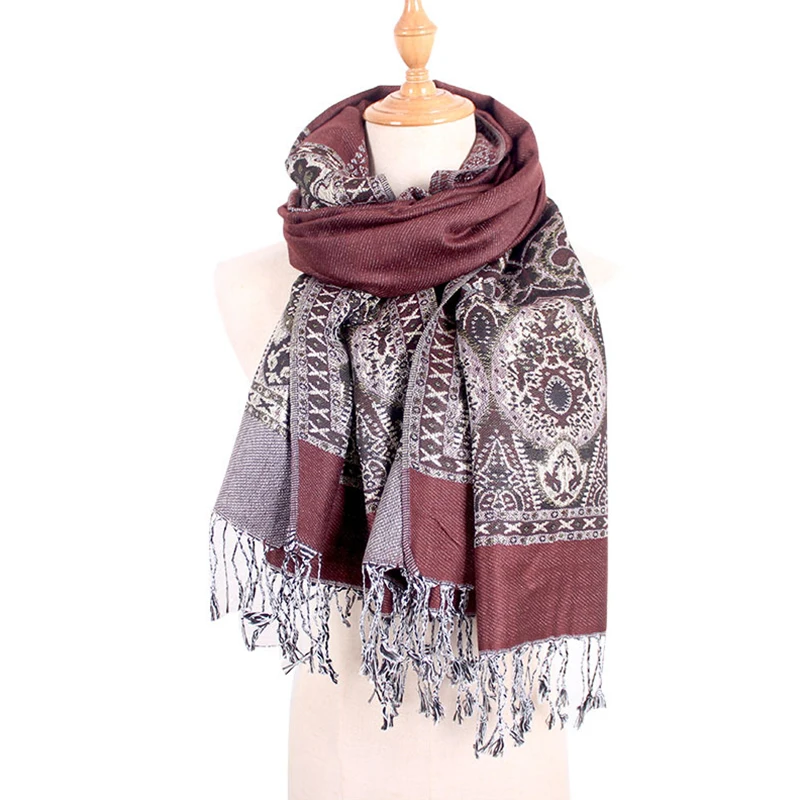 
High quality turkey women jaquard kashmiri pashmina scarf shawls 