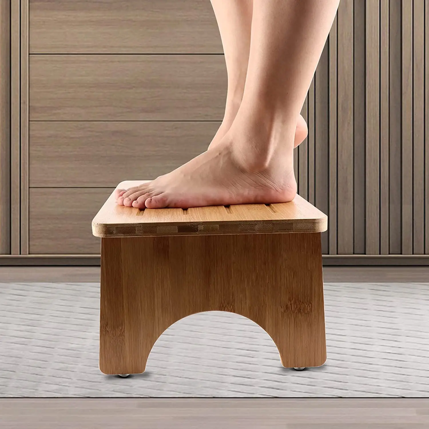 Portable Bamboo Step Stool for Adults and Kids for High Bed/Kitchen/Bathroom