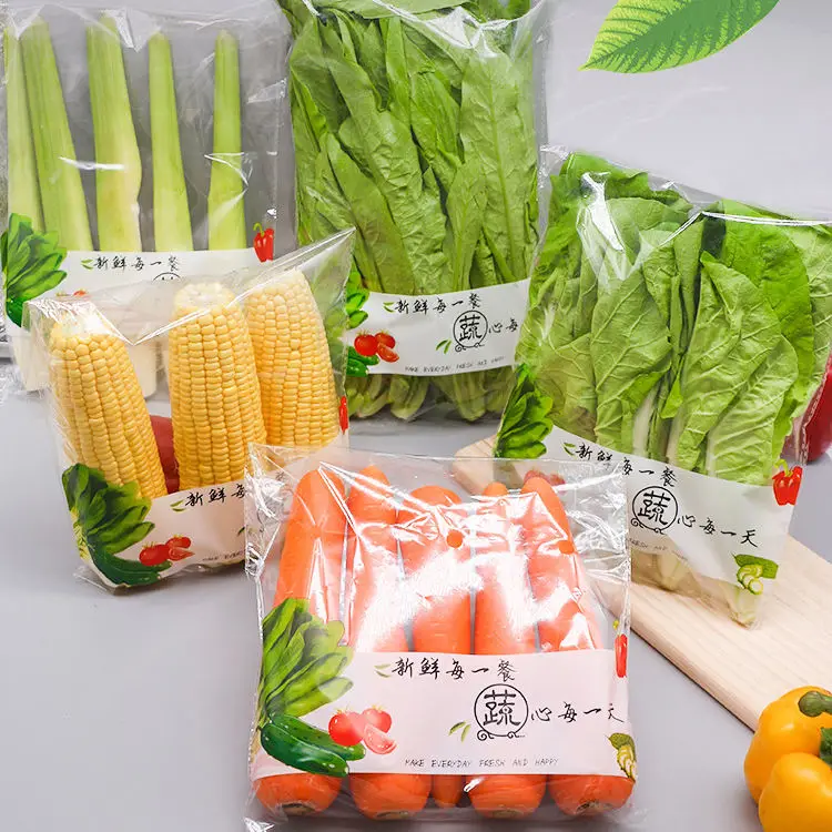 Supermarket vegetable packaging bag vegetable fresh-keeping bag transparent OPP self-adhesive bag with hole