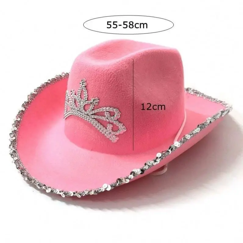 HANDCOW-260 Light Up Country Western Pink Cowgirl Hat Party Cowboy