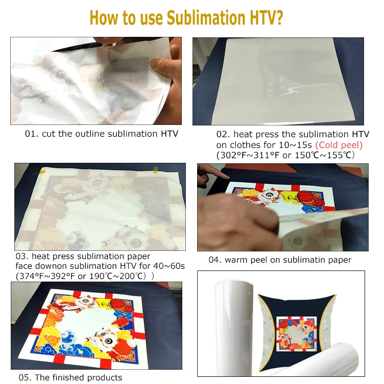 Durable Water-based materials Textile Glossy Matte Sublimation Heat Transfer Htv Vinyl Vinyl For Sublimation Cotton T Shirts