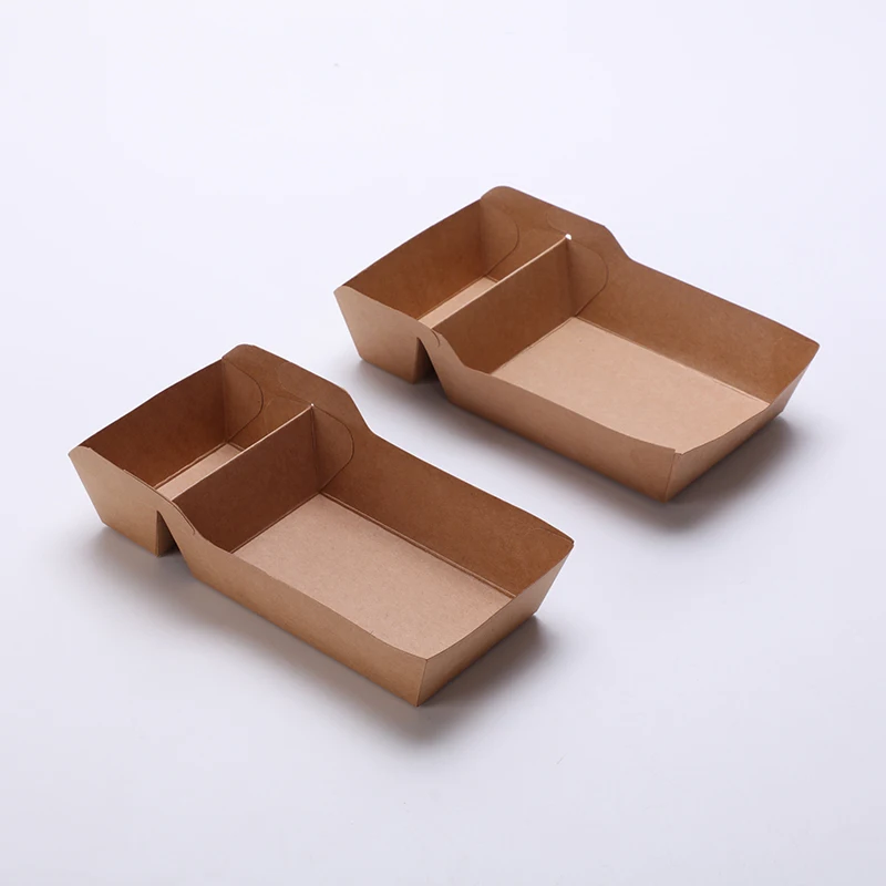 Hot Dog Kraft Paper Food Trays, Printed Paper French Fries Tray