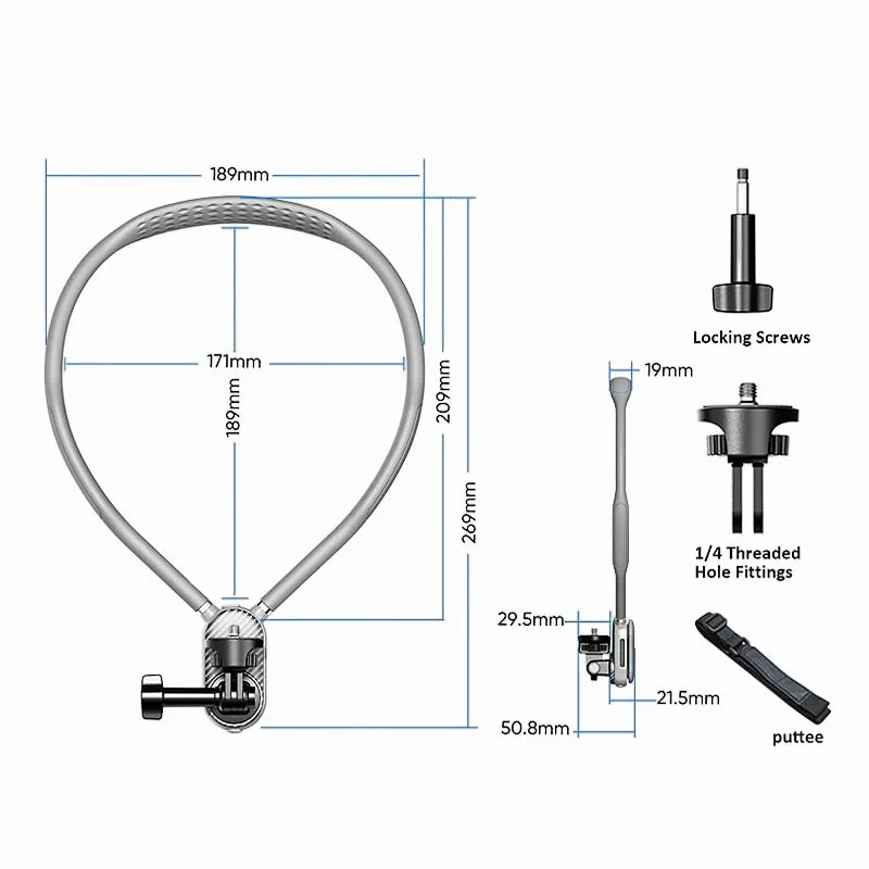 Factory price accessories neck mount ABS Magnetic silicone Neck Holder for go pro / DJI / Insta360 cameras