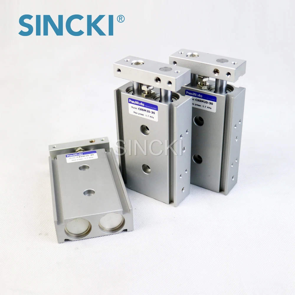 China CXSM 20 mm Bore Alloy Tri-Rod Cylinder Pneumatic Air Cylinder Double Shaft Air Cylinder