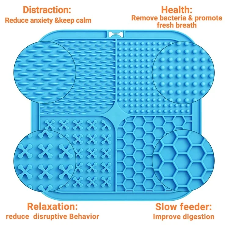 Hot Sale ECO Friendly Food Grade Silicone Anxiety Relief Calming Treat Puzzle Pet Feeding Slow Feeder Non Slip Cat Dog Lick Mat