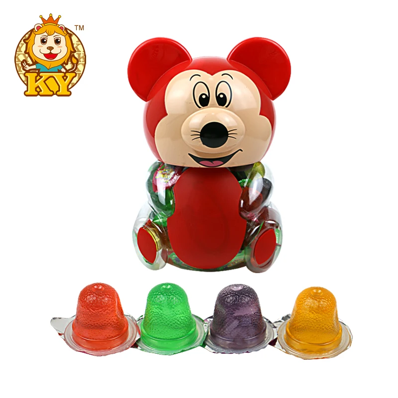 High Quality Cartoon Mouse Shape Plastic Jar Packing Fruity Flavor Jelly Cup for Kids