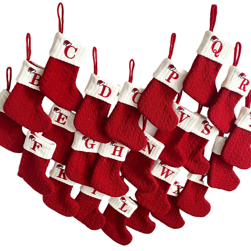 2023 New Arrival Personalized Winter Knit Stockings Christmas Alphabet Knitted Sock For Decoration Hanging Christmas Socks