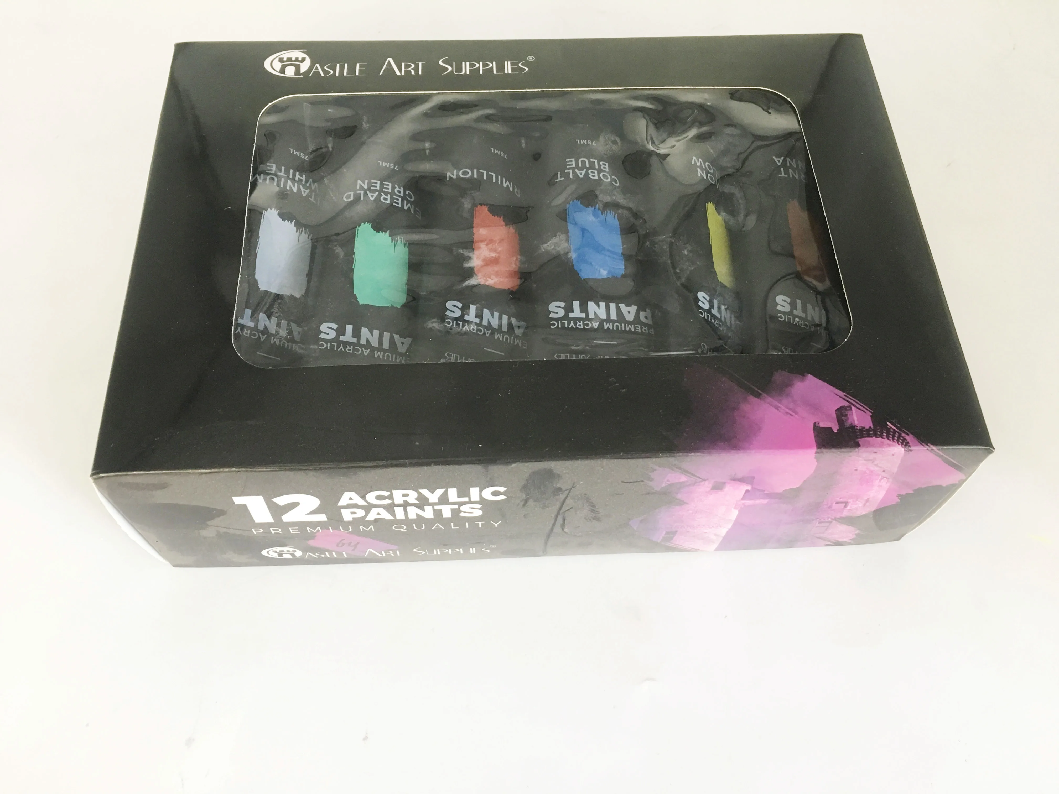 Arteza Expert Acrylic Paint Set 12 Colors Plastic Tubes 75ml