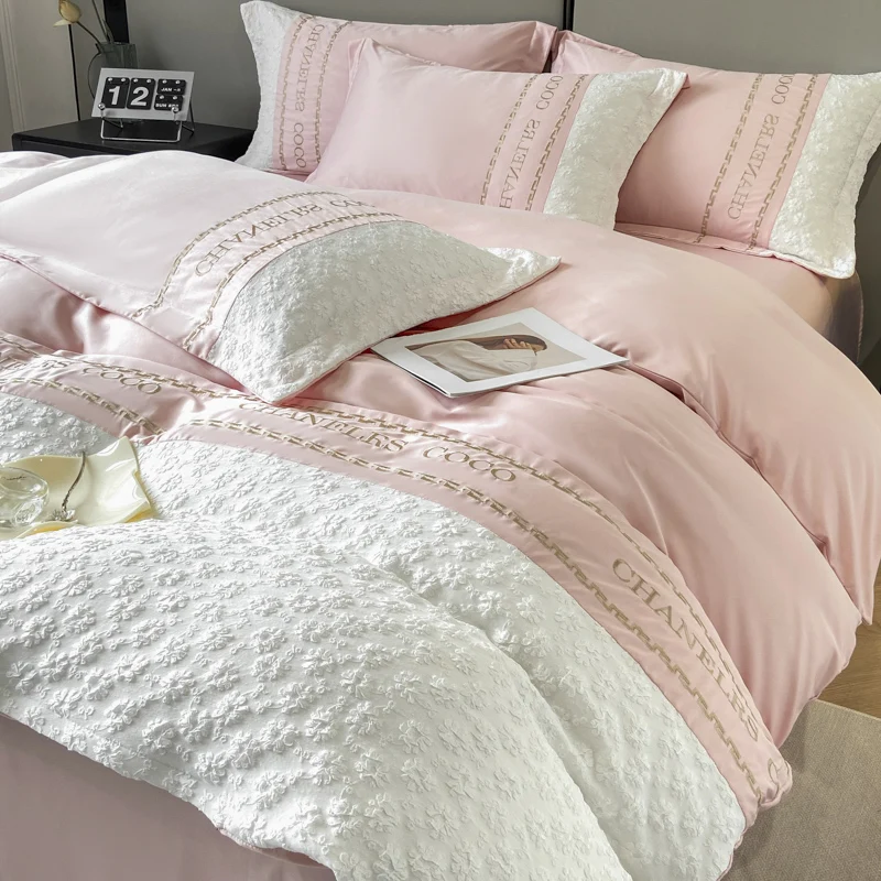 Hot sale bedroom sets french organic flax linen bedding set lyocell mulberry silk bedding sets 100%silk