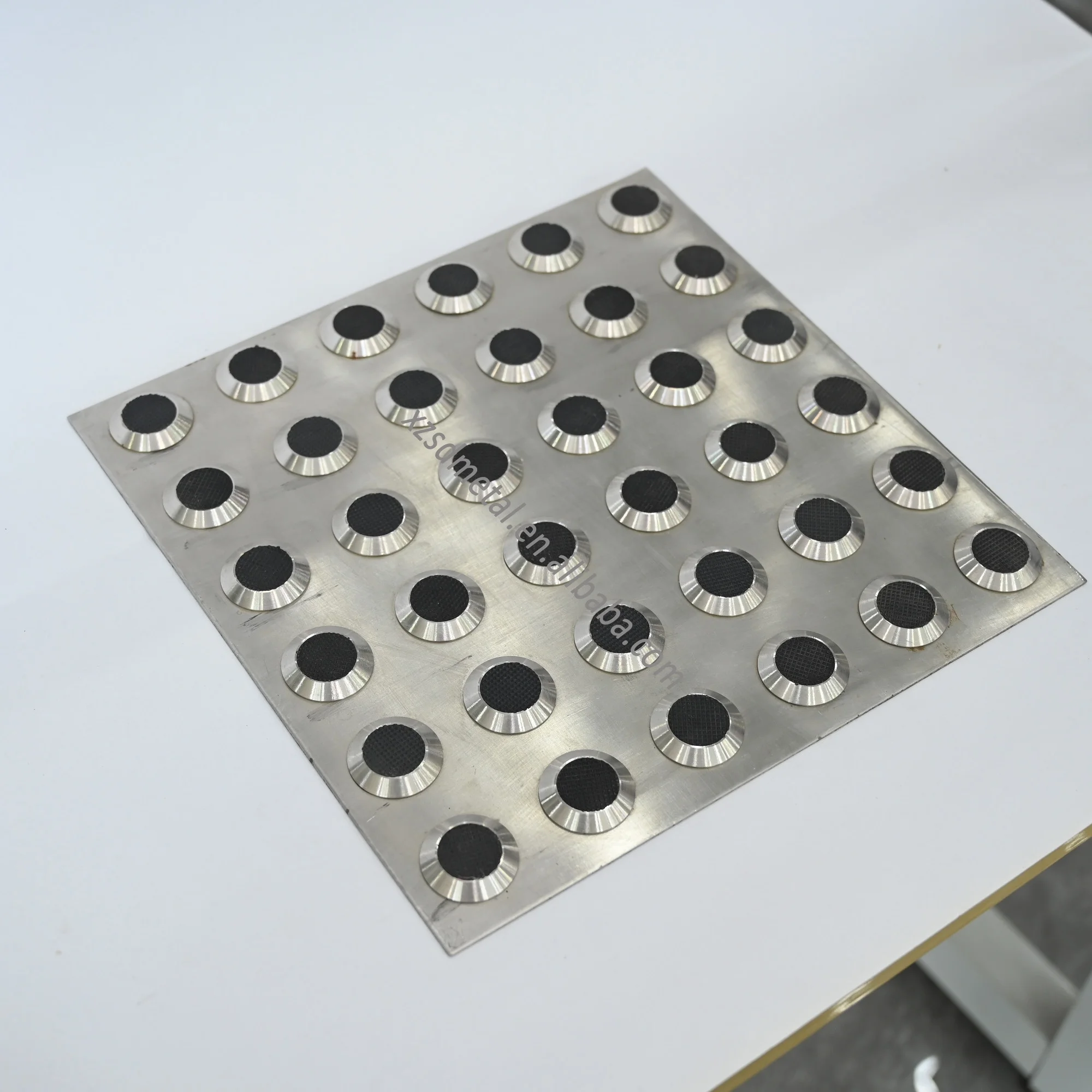 Stainless Steel TGSI Anti-slip Warning 600 x 300 Tactile Plate with Anti-slip grit top Composite Integrated Warning TGSI plate
