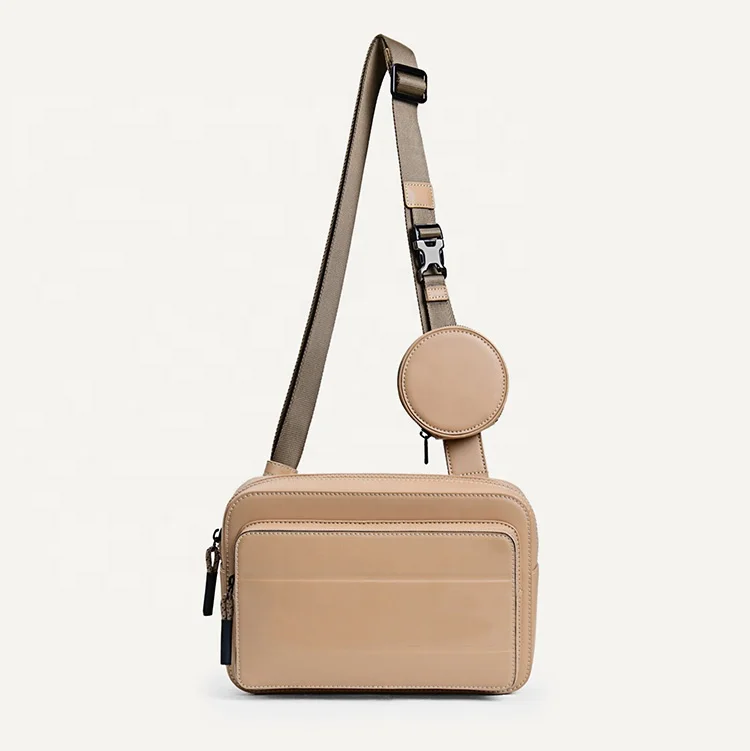 Designer Mens Bags Taupe Smooth Leather Small Crossbody Shoulder Travel Bag Casual Sling Bag for Men