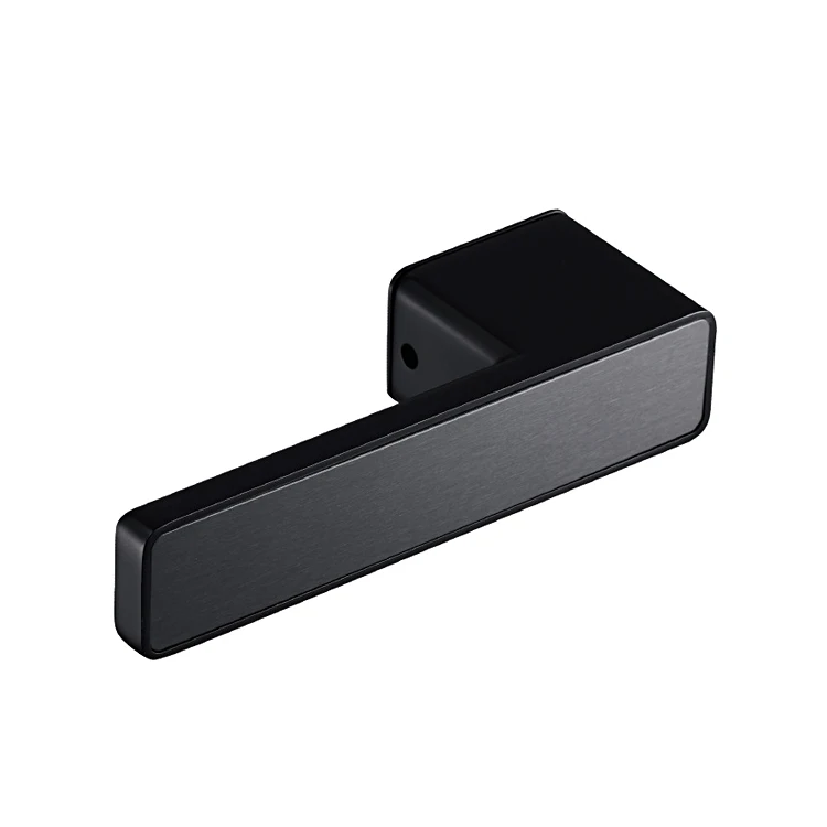 Modern one word silent door lock, Italian style magnetic door handle lock set, Matt black luxury door handle