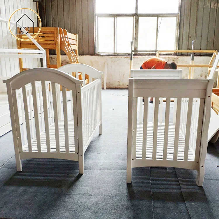 Solid wooden frame cheap price customized size bed baby cot crib