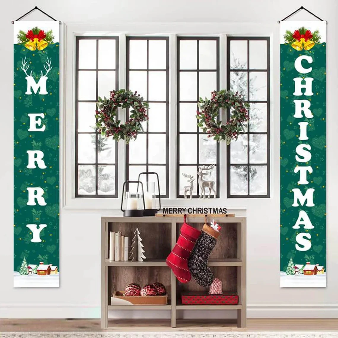 Custom christmas decoration gifts mini flag background banners for doors christian christmas banner