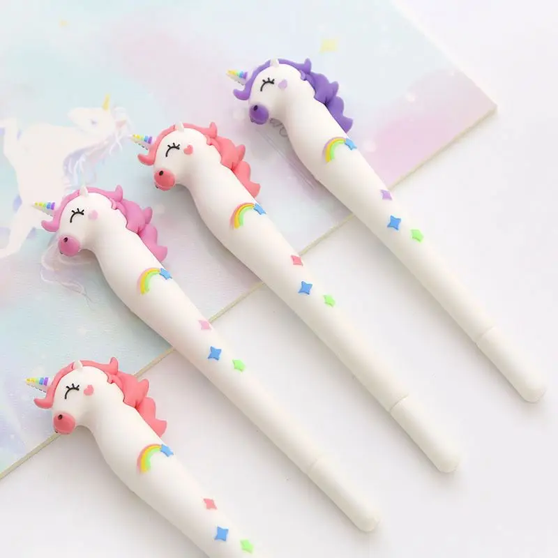 Креативный kawaii школьный ученик Единорог ПВХ мягкая ручка pengel канцелярские принадлежности