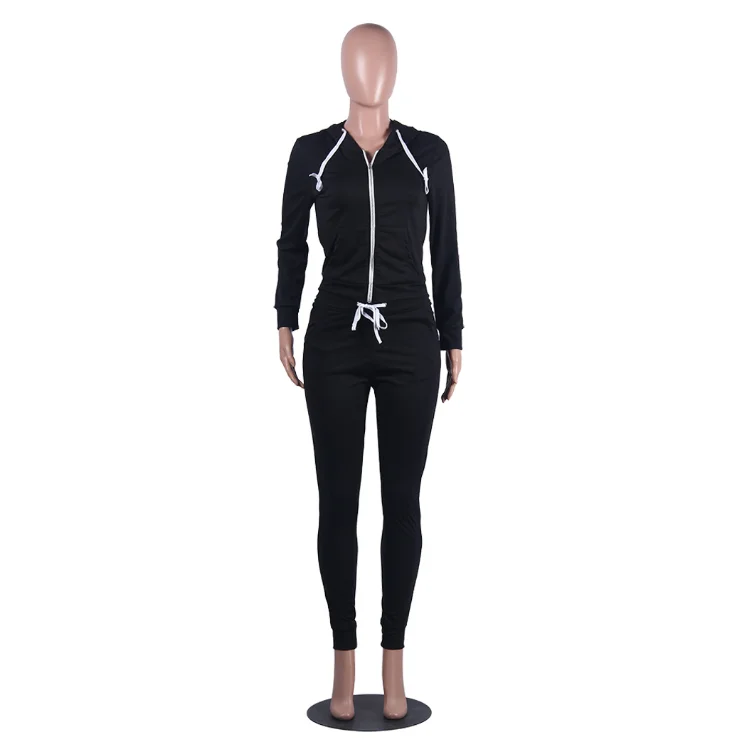 
custom logo hoodie 2 piece zip blank crop hoodies set 