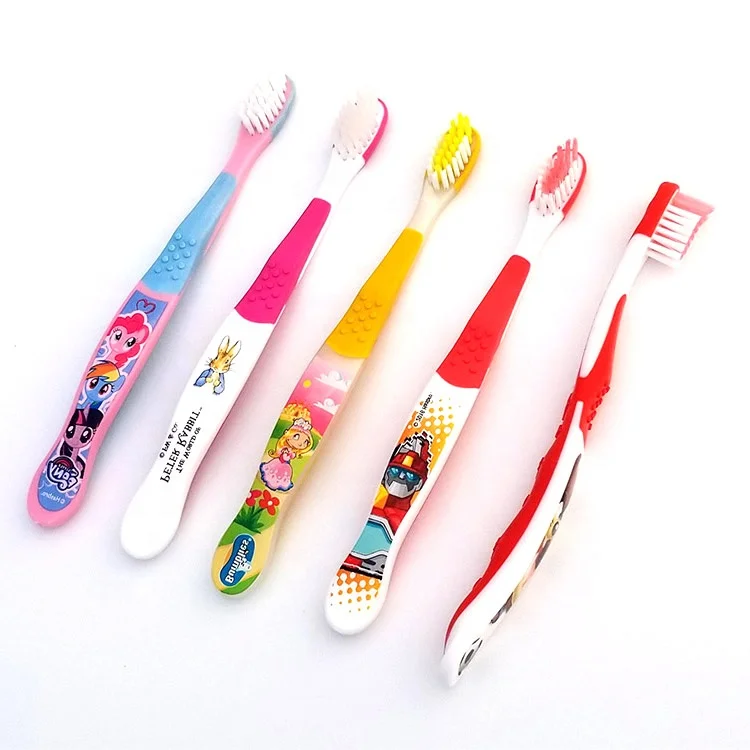 Different thermal transfer print cartoon characters kids toothbrush with different images print
