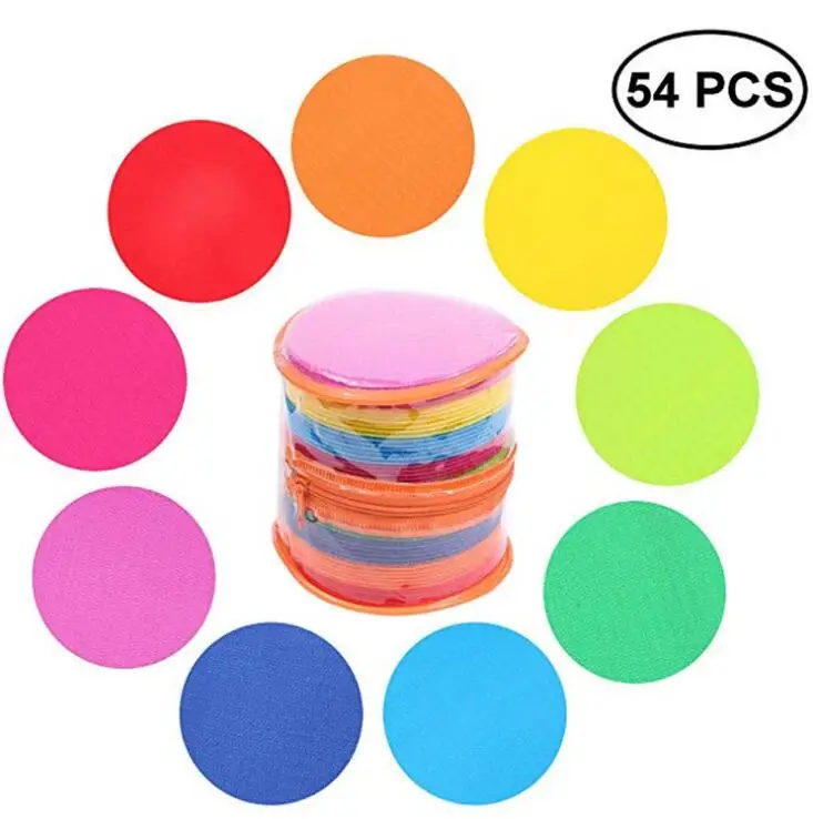 Nylon carpet markers sitting spot hook and loop dot sit spot for children party with colourful