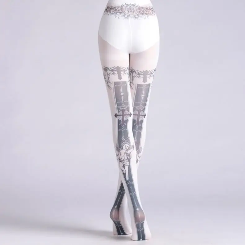 New style woman Angel Devil printed pantyhose stockings