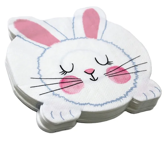 die cut Napkins in the shape of a rabbit cut edge