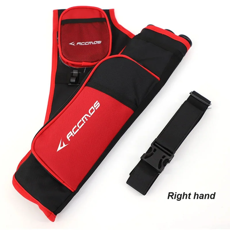 Archery RH LH 3 tube back hip arrow quiver holder pocket bag with adjustable belt for recurve compound bow shooting hunting