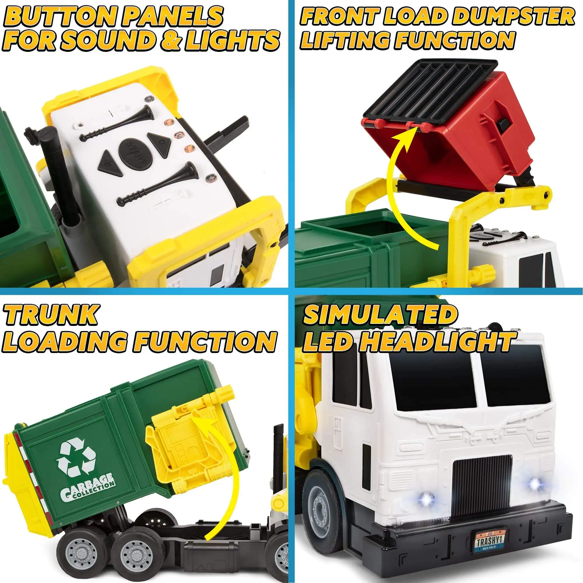 Educational Toys City Garbage Truck Car Model Diecast Garbage Sorting Sanitation Vehicle Car Model Sound and Light Children Toy