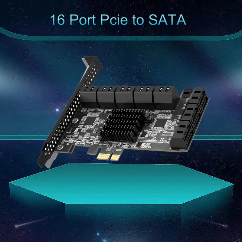 16 Port SATA 3 PCI Express Expansion Card to PCI-E Controller PCIE X1 SATA3.0 6Gb Adapter Add On Cards for HDD