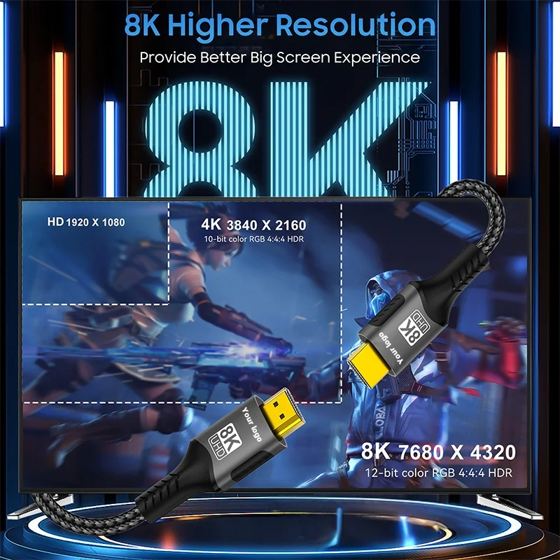 8K 60hz 4K 120Hz 2 1 позолоченный HDMI к HMDI совместимый кабель Movil a TV видео провод HDTV Kabel 3D Cavo 8k