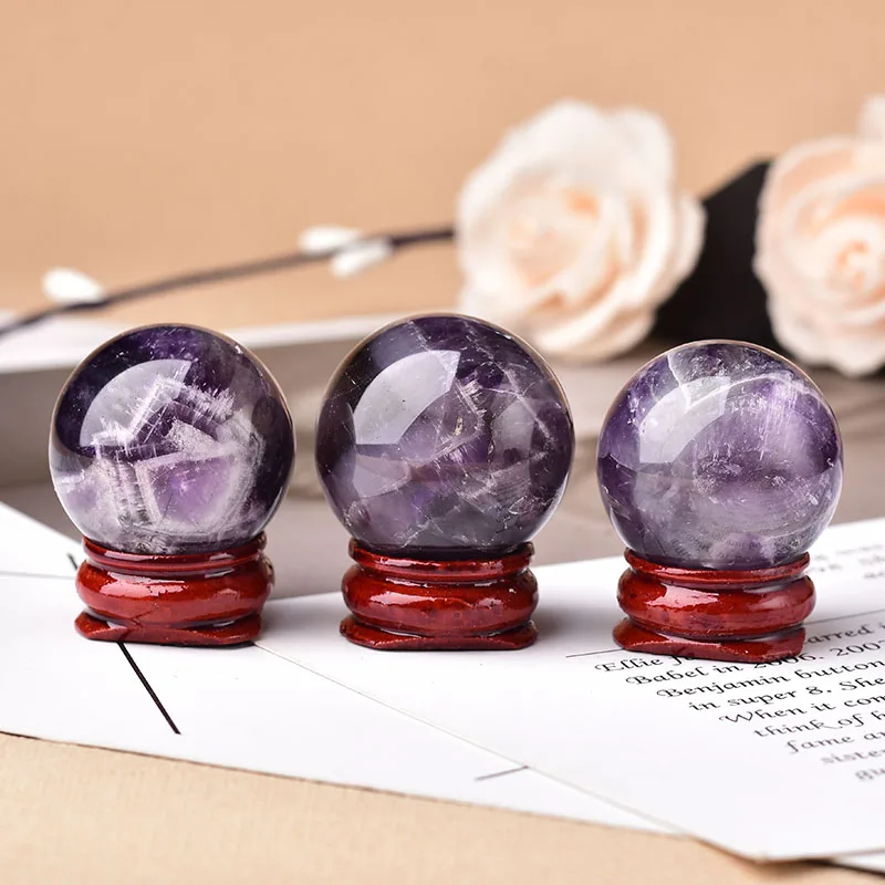 Natural Mineral Healing Stone Crystal Dream Amethyst Ball For Feng Shui Ornaments