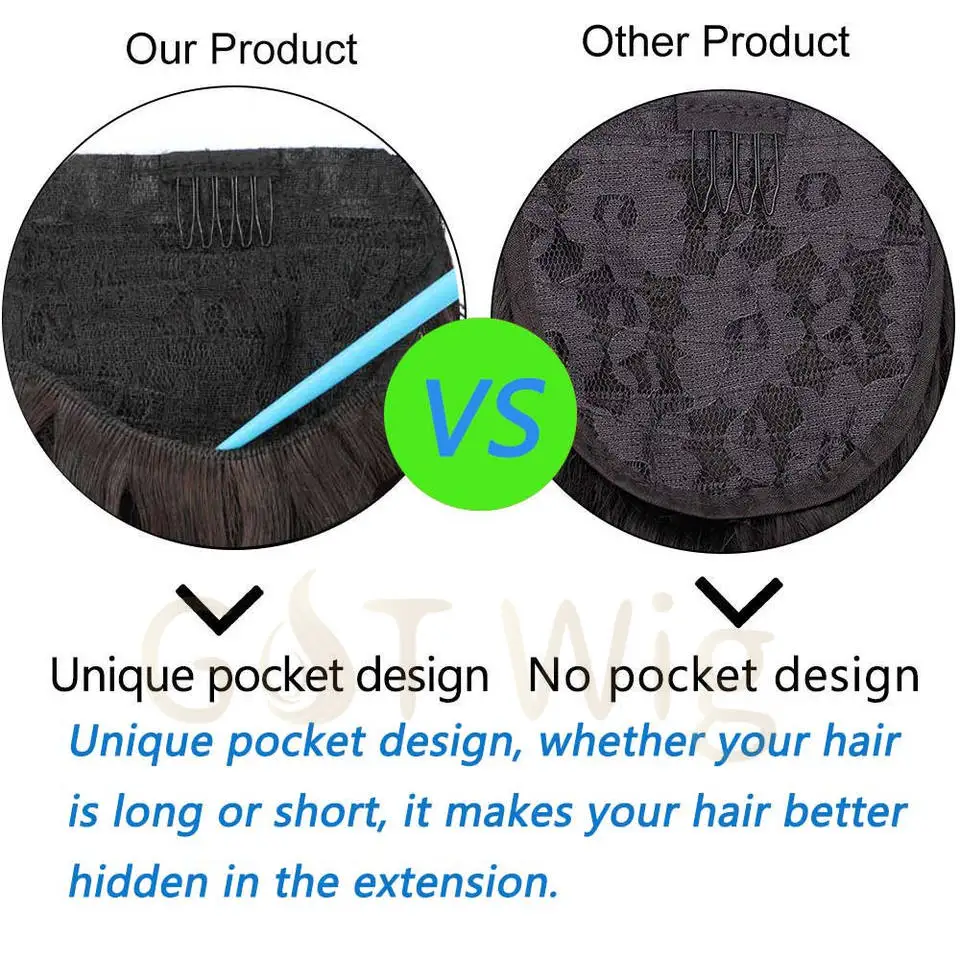 G&T Wig Long Corn Wave Ponytail Extension Synthetic Wrap Around Ponytail Black Curly Hairpiece for Women (1B,22 inch)