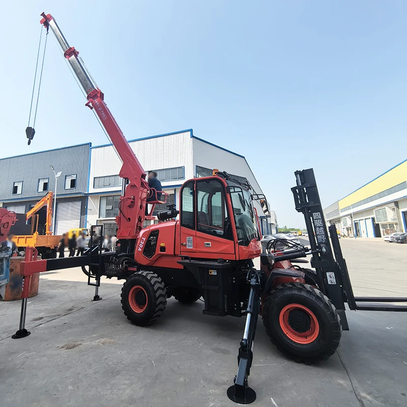 Four-wheel drive multi-purpose off-road forklift hydraulic lifting crane