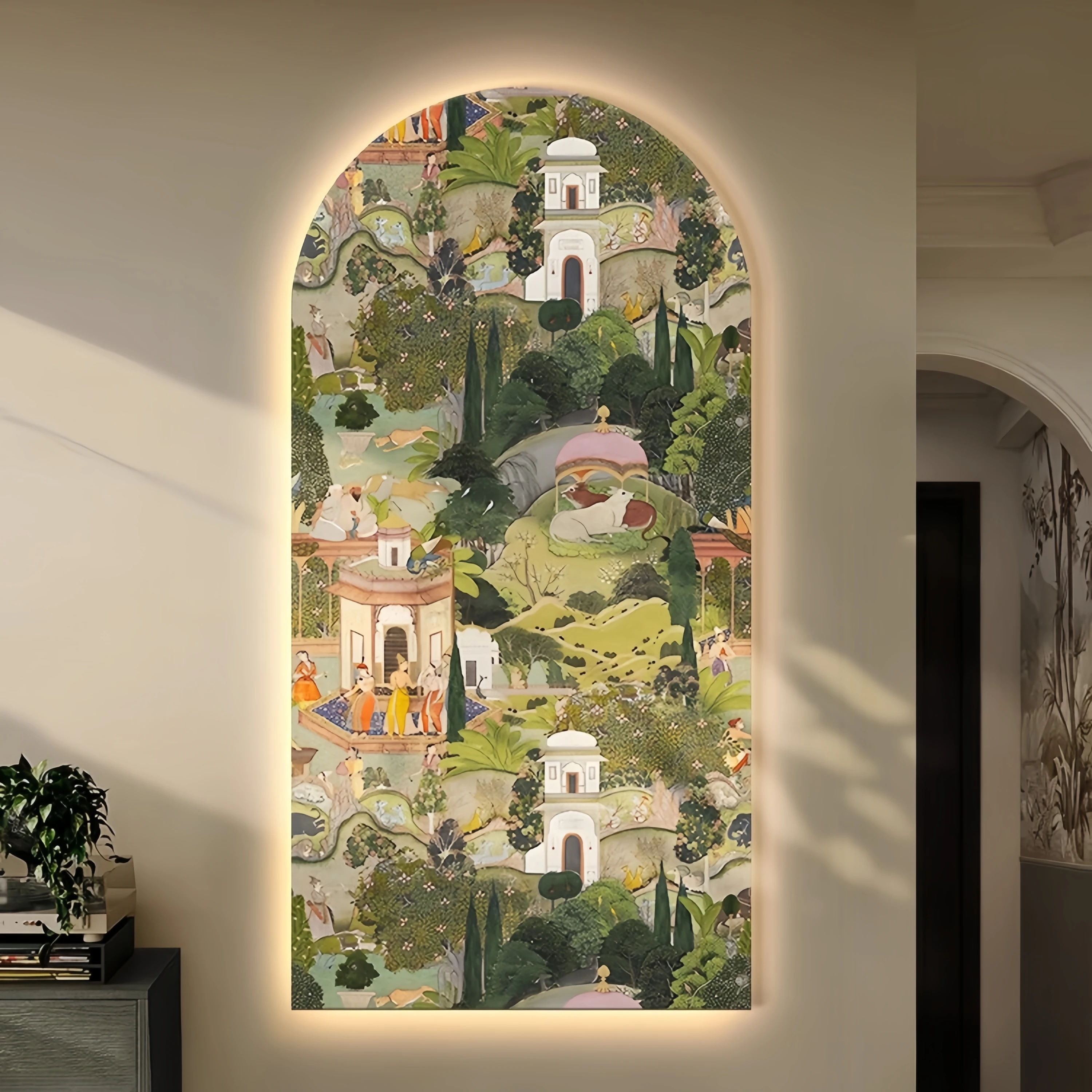 Modern Decorative Painting Creative Plum Blossom Led Light Mural Premium Luxury Corridor Aisle Wall Art