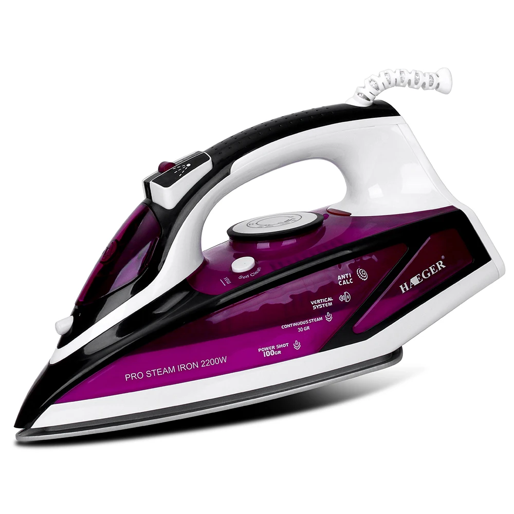 Паровой утюг электрический для одежды, антипригарная подошва, 3 уровня регулировки температуры, Влажная и сухая